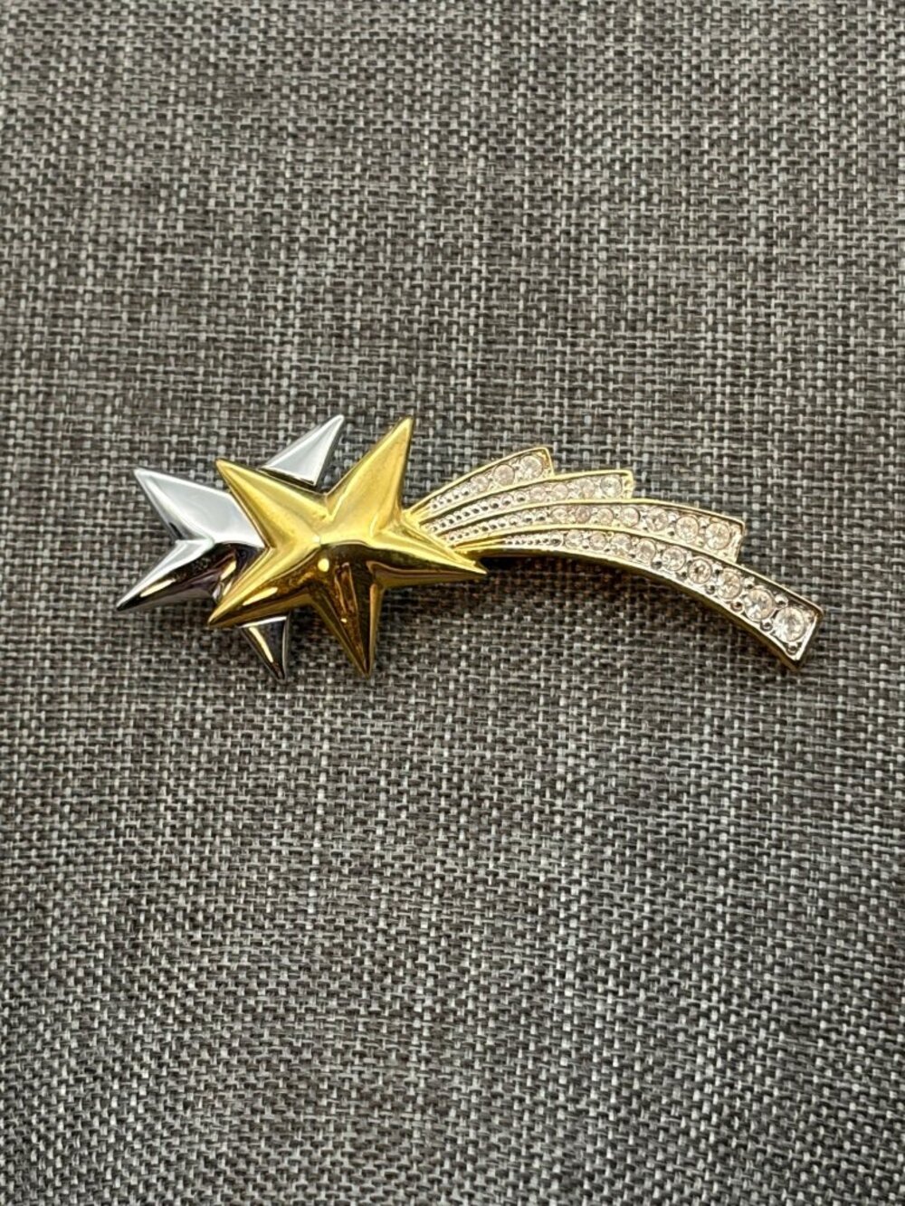 Shooting Star Rhinestone Brooch Pin 3 In Gold Silver Sparkly Celestial Jewelry